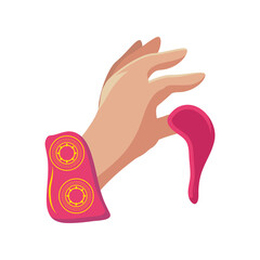 Sticker - Indian hand with pink powder detailed style icon vector design