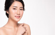 © kitthanes  - Beautiful young asian woman with clean fresh skin on white background, Face care, Facial treatment, Cosmetology, beauty and spa, Asian women portrait