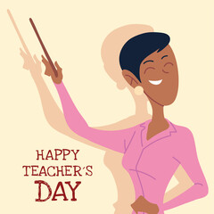 Sticker - happy teachers day card with woman