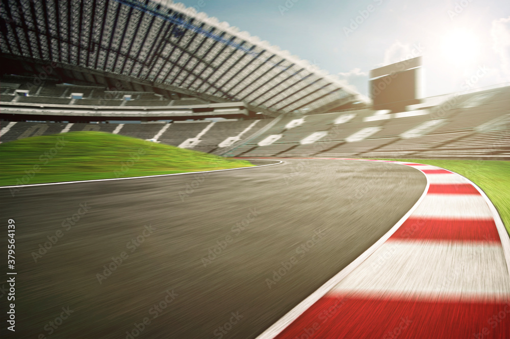 morning scene asphalt international race track, digital imaging ...