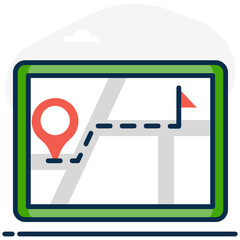 Wall Mural - 
Navigation street map with flag locating a specific location, presenting destination icon
