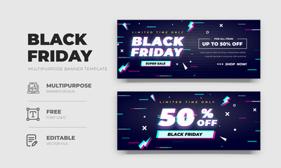 Wall Mural - Black Friday sale banner design with glitch effect