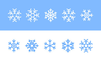 Wall Mural - Snowflakes icon set. Snowfall. Decoration. Christmas and New Year concept. Vector on isolated white background. EPS 10