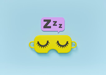 Aufkleber - cartoon style sleeping eye mask. minimal sleep icon, sign, symbol concept. 3d rendering
