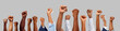 Leinwandbild Motiv civil rights, equality and power concept - african american male hands showing fists over grey background