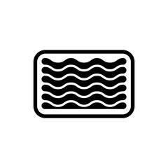 Fototapete - Silhouette Minced meat in tray. Outline icon of industrial packaging of semi-finished meat products. Black simple illustration of ground-meat. Flat isolated vector pictogram on white background