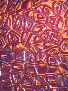 Multi colored wavy metallic surface. Modern pattern art design. 3d rendering