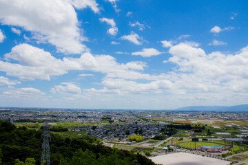 Wall Mural - 岐阜県揖斐郡大野町から眺める濃尾平野の眺望