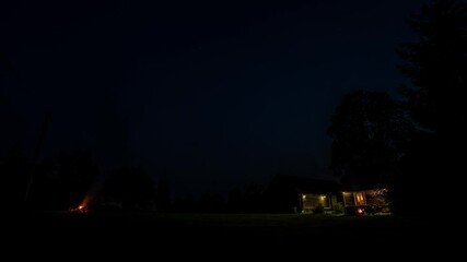 Wall Mural - Timelapse of stars and milkyway over the trees at night.
