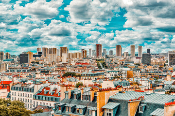 Fototapete - Beautiful panoramic view of Paris from the roof of the Pantheon. View of the living district Paris.