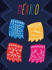 Poster - mexico label with mexican decorative garland