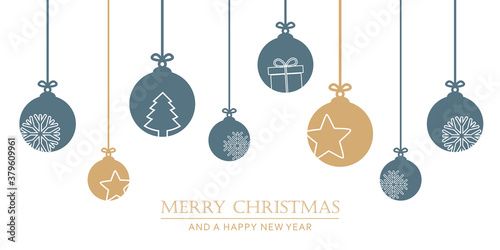 Cuadros en Lienzo christmas bauble decoration with snowflakes stars and gift vector illustration E