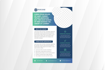 Poster - Vector vertical layout, flyers design template, company profile, magazine, poster, annual report, book & booklet cover, with in white and blue background, in size a4. Circle space for photo collage.