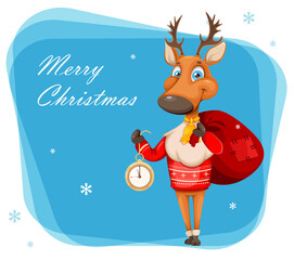 Sticker - Merry Christmas and Happy New Year. Cute deer