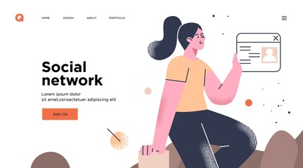Poster - presentation slide template or landing page website design. business concept illustrations. modern f