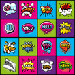 pop art bubbles detailed style icons collection vector design