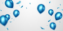 Celebrate With Beautiful Blue Confetti And Balloons.