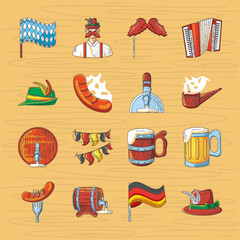 Poster - bundle of icons of the oktoberfest celebration