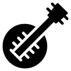 Poster - 
Guitar icon design, solid vector 
