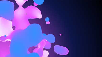 Aufkleber - Liquid violet metaball organic structure. The liquid viscous droplets with gradient color on a light background. Fluid abstract futuristic shapes. Vector illustration.