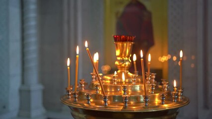 Wall Mural - Orthodox Christian faith and traditions. candle holder for many burning candles.