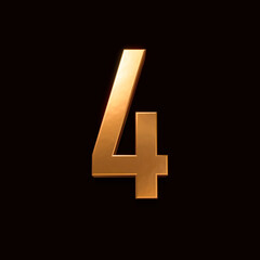 Gold font number 4 isolated on black