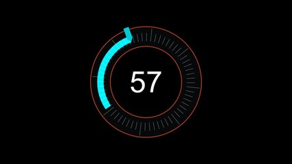 Wall Mural - Animated circular speed meter with scale up to 200 points represented with whole numbers.