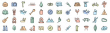 Camping And Outdoor Outline Icons Vector
