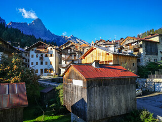 Characteristic view of the town of Cibiana di Cadore, Veneto - Italy