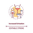 Increased urination concept icon. Energy drinks side effects idea thin line illustration. Frequent urination. Drinking fluid large amounts. Vector isolated outline RGB color drawing. Editable stroke