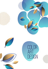 Poster - Bright abstract background, fluid gradient shapes, creative leaves. Template for banners, presentations, flyers, posters, wallpapers. Vector