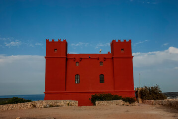 Wall Mural - Saint Agatha's Tower (also known as The Red Fort) overlooking Mellieha in Malta