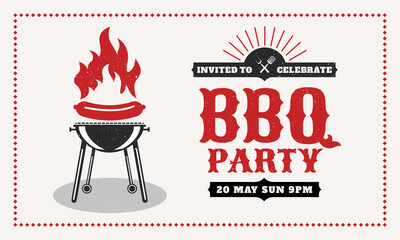 BBQ Party Invitation Card Design, Food Template