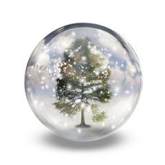 Wall Mural - Green tree in crystal ball. 3D rendering