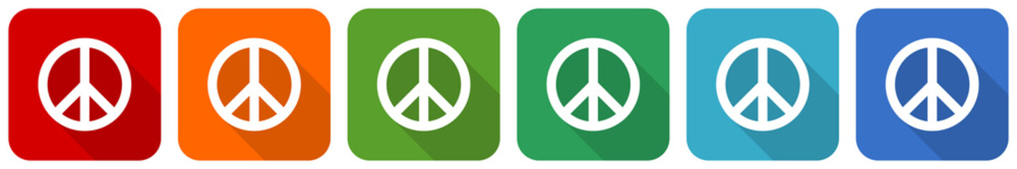 Fototapete - Peace icon set, flat design vector illustration in 6 colors options for webdesign and mobile applications