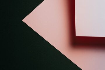 Poster - Pink and black flat lay background with sharp layers and shadows with copy space