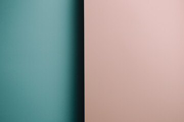 Poster - Pink and blue pastel flat lay background with sharp layers and shadows with copy space gender