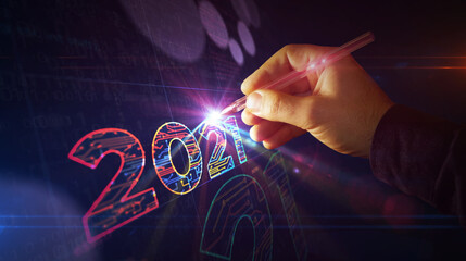 Wall Mural - 2021 year number futuristic illustration