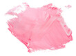 Hand-drawn pink acrylic paints stain on paper. Isolated on white background