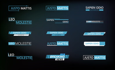 Poster - Callouts texts,titles Title call out labels callout marketing boxes lower third bars, business categories layout vector isolated. Futuristic set frame or advertising communication. Vector illustration