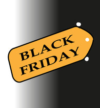 Orange Sales Label With The Message Black Friday On A Black And White Degraded Background