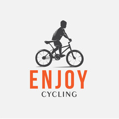 Poster - Kids Enjoying with Bicycle Logo Design Template