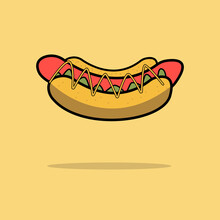 Illustration Vector Graphic Hot Dog Food, Good For Wall Decorations, Study Books, Etc.