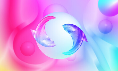 Poster - Colorful Pisces with sphere, fluid poster wallpaper background.