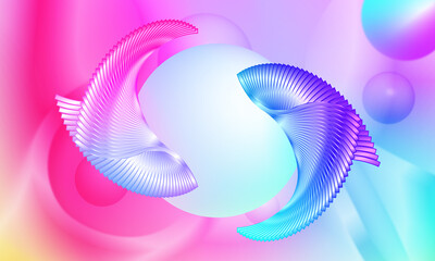 Poster - Colorful Pisces with sphere, fluid poster wallpaper background.