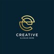 © mlangsen - Letter E logo with modern golden shape and line art style vector part 3