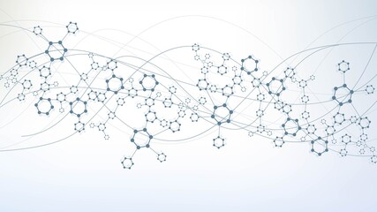 Wall Mural - science network pattern, connecting lines and dots. technology hexagons structure or molecular conne