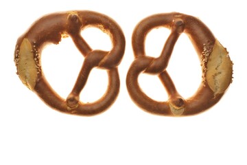 Pretzel set isolated on  white background. Oktoberfest holiday symbol. Traditional German and Astrian pastries.