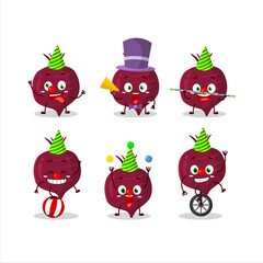 Poster - Cartoon character of beet root with various circus shows