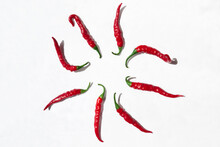 Oddly Shaped Red Chilies In A Circle